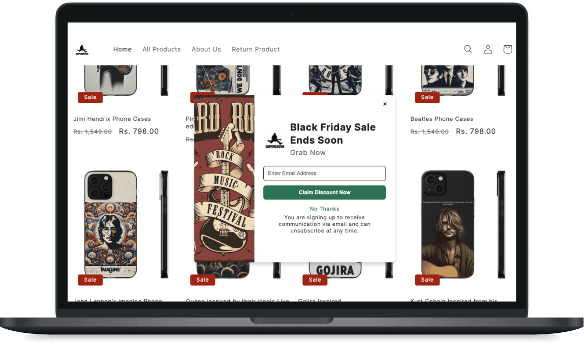 An example of a location-based discount popup created with the Convert Boost Shopify app.